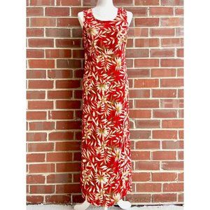 Vintage Red Patterned Maxi Dress